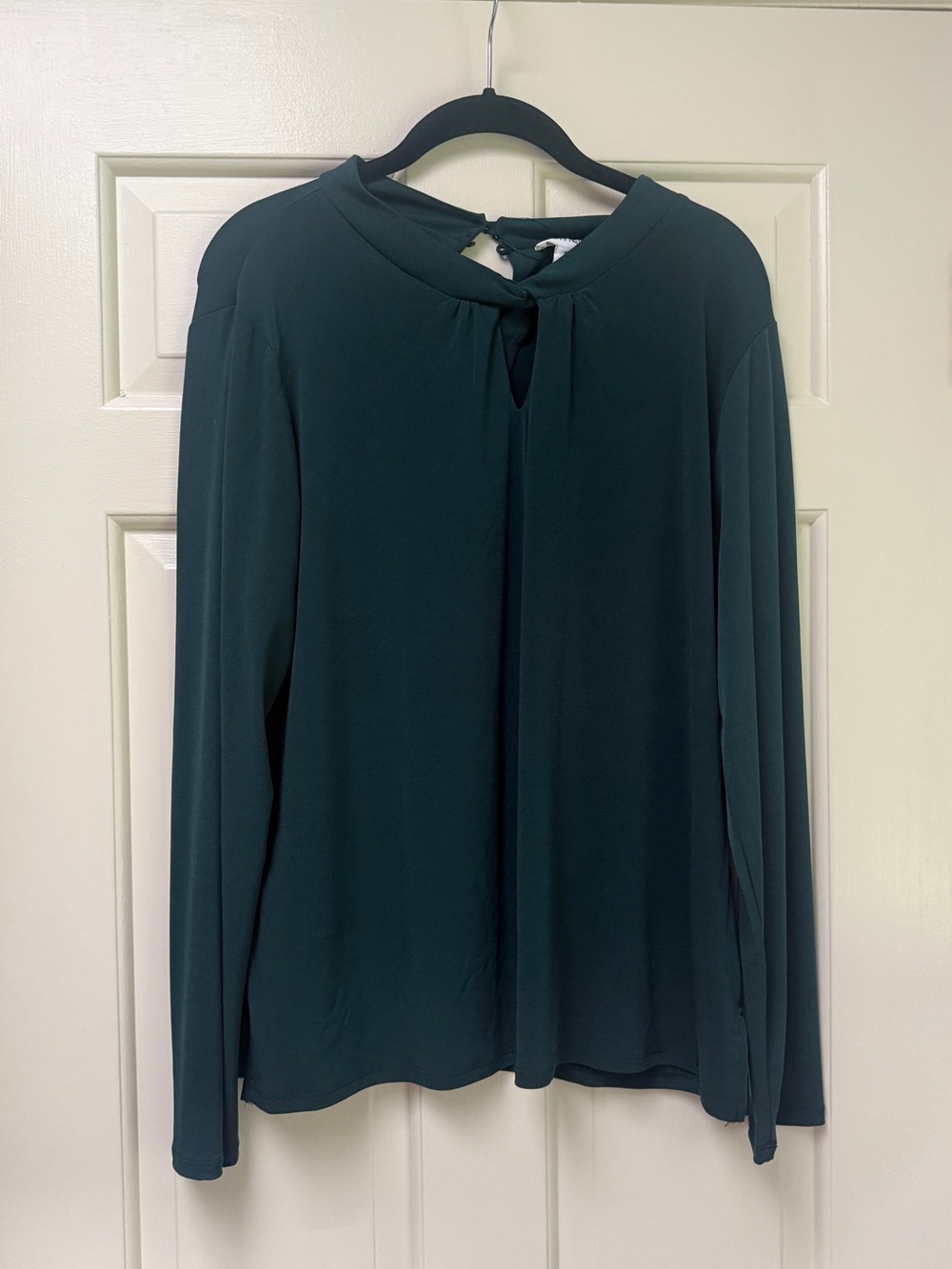 Calvin Klein Keyhole Neckline Long Sleeve Blouse XL Forest Green